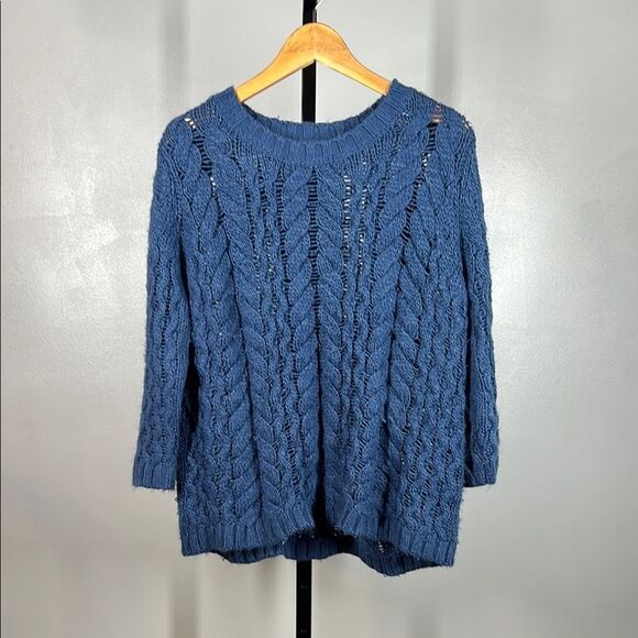 Joe Fresh Blue Cable Knit Crew Neck Sweater - Picture 2 of 5